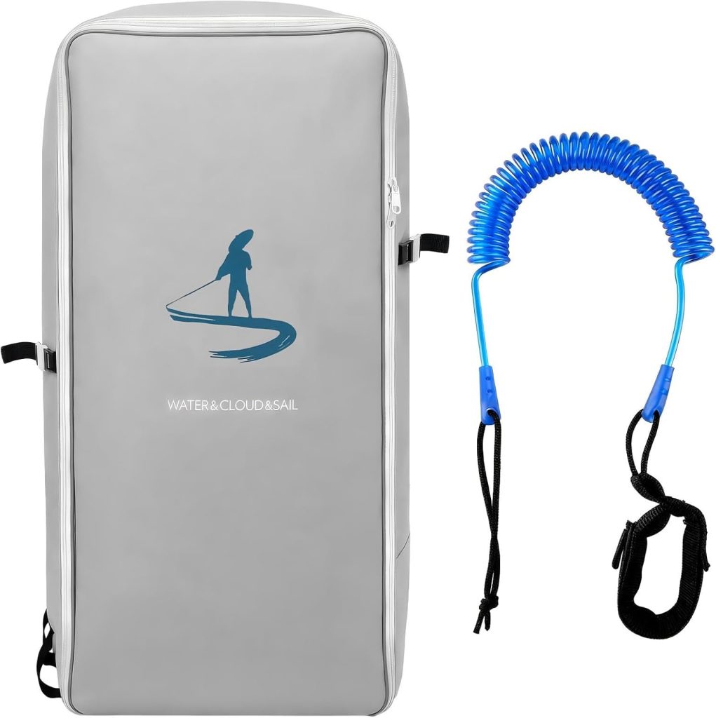 Thinkday 105L Waterproof Paddleboard Backpack and 10ft Coiled Leash Set Portable Surfboard Carry Bag with Ankle Safety Strap for Surfing Kayaking Thinkday 105L Waterproof Paddleboard Backpack and 10ft Coiled Leash Set Portable Surfboard Carry Bag with Ankle Safety Strap for Surfing Kayaking