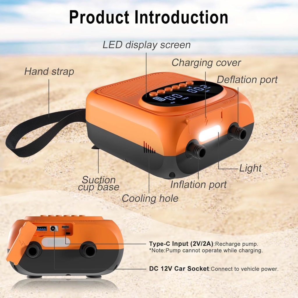 20PSI Electric Paddle Board Pump, Smart Rechargeable SUP Pump with DC 12V Car Connector, Inflation and Deflation Air Pump with Auto-Off for SUP, Kayaks, Tents, Air Mattress, Pool Floats, Inflatables 20PSI Electric Paddle Board Pump, Smart Rechargeable SUP Pump with DC 12V Car Connector, Inflation and Deflation Air Pump with Auto-Off for SUP, Kayaks, Tents, Air Mattress, Pool Floats, Inflatables