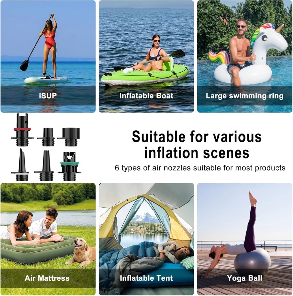 20PSI Electric Paddle Board Pump, Smart Rechargeable SUP Pump with DC 12V Car Connector, Inflation and Deflation Air Pump with Auto-Off for SUP, Kayaks, Tents, Air Mattress, Pool Floats, Inflatables 20PSI Electric Paddle Board Pump, Smart Rechargeable SUP Pump with DC 12V Car Connector, Inflation and Deflation Air Pump with Auto-Off for SUP, Kayaks, Tents, Air Mattress, Pool Floats, Inflatables