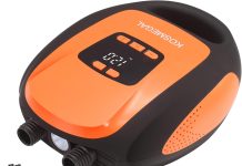 Kosmegal Paddle Board Pump Electric Portable, SUP Pump for Paddleboard, 20PSI Air Compressor with Auto-Off, Deflation Function and 12V DC Car Connector for Inflatables, Kayaks and Boats