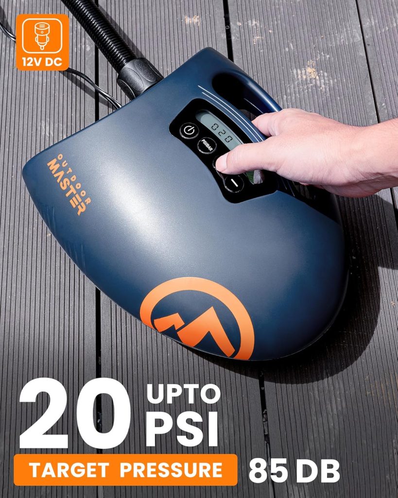 OutdoorMaster 20PSI High Pressure SUP Air Pump Shark - Intelligent Dual Stage Inflation Auto-Off Deflation, 12V DC Car Connector, for Inflatable Stand Up Paddle Boards, Boats OutdoorMaster 20PSI High Pressure SUP Air Pump Shark - Intelligent Dual Stage Inflation Auto-Off Deflation, 12V DC Car Connector, for Inflatable Stand Up Paddle Boards, Boats