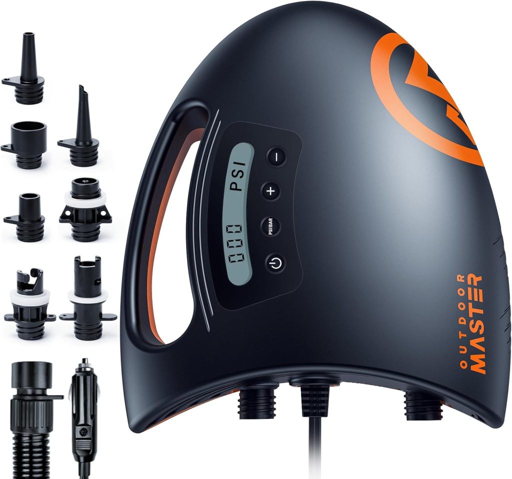 OutdoorMaster 20PSI High Pressure SUP Air Pump Shark - Intelligent Dual Stage Inflation Auto-Off Deflation, 12V DC Car Connector, for Inflatable Stand Up Paddle Boards, Boats OutdoorMaster 20PSI High Pressure SUP Air Pump Shark - Intelligent Dual Stage Inflation Auto-Off Deflation, 12V DC Car Connector, for Inflatable Stand Up Paddle Boards, Boats