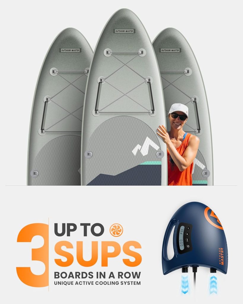 OutdoorMaster 20PSI High Pressure SUP Air Pump Shark - Intelligent Dual Stage Inflation Auto-Off Deflation, 12V DC Car Connector, for Inflatable Stand Up Paddle Boards, Boats OutdoorMaster 20PSI High Pressure SUP Air Pump Shark - Intelligent Dual Stage Inflation Auto-Off Deflation, 12V DC Car Connector, for Inflatable Stand Up Paddle Boards, Boats