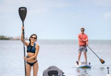 Paddle Board Cooler Waterproof,26L SUP Paddleboard Cooler Deck Bag fits 42 Cans,2 Compartments Paddle Board Accessories for Kayaking,Beach, Camping(Blue)