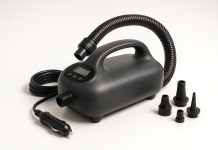 Paddle Board Pump with 12V DC Car Connector, 22PSI High Pressure Electric SUP Pump for Inflatables, Inflator and Deflator for Portable Boat, Kayak Accessories for Water Sports