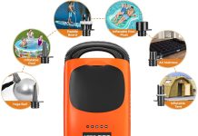 AGPTEK 22PSI High Pressure Paddle Board Pump Electric SUP Air Pump Portable Paddle Board Pump,Inflation and Deflation Function Auto-Off &12V DC Car Connector Dual Stage for Paddle Board,Boats,Inflator