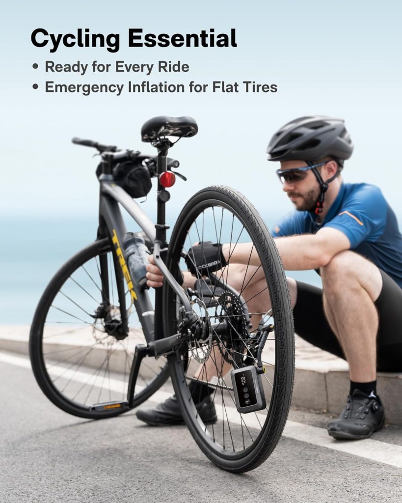HOTO Mini Bike Tire Pump, 25s Fast Inflate Bicycle Pump with Guage, 150PSI Portable Electric Bike Air Pump with Presta and Schrader Valve for Road Bike, Motorcycle, Mountain Bike, BMX, Sports Ball HOTO Mini Bike Tire Pump, 25s Fast Inflate Bicycle Pump with Guage, 150PSI Portable Electric Bike Air Pump with Presta and Schrader Valve for Road Bike, Motorcycle, Mountain Bike, BMX, Sports Ball