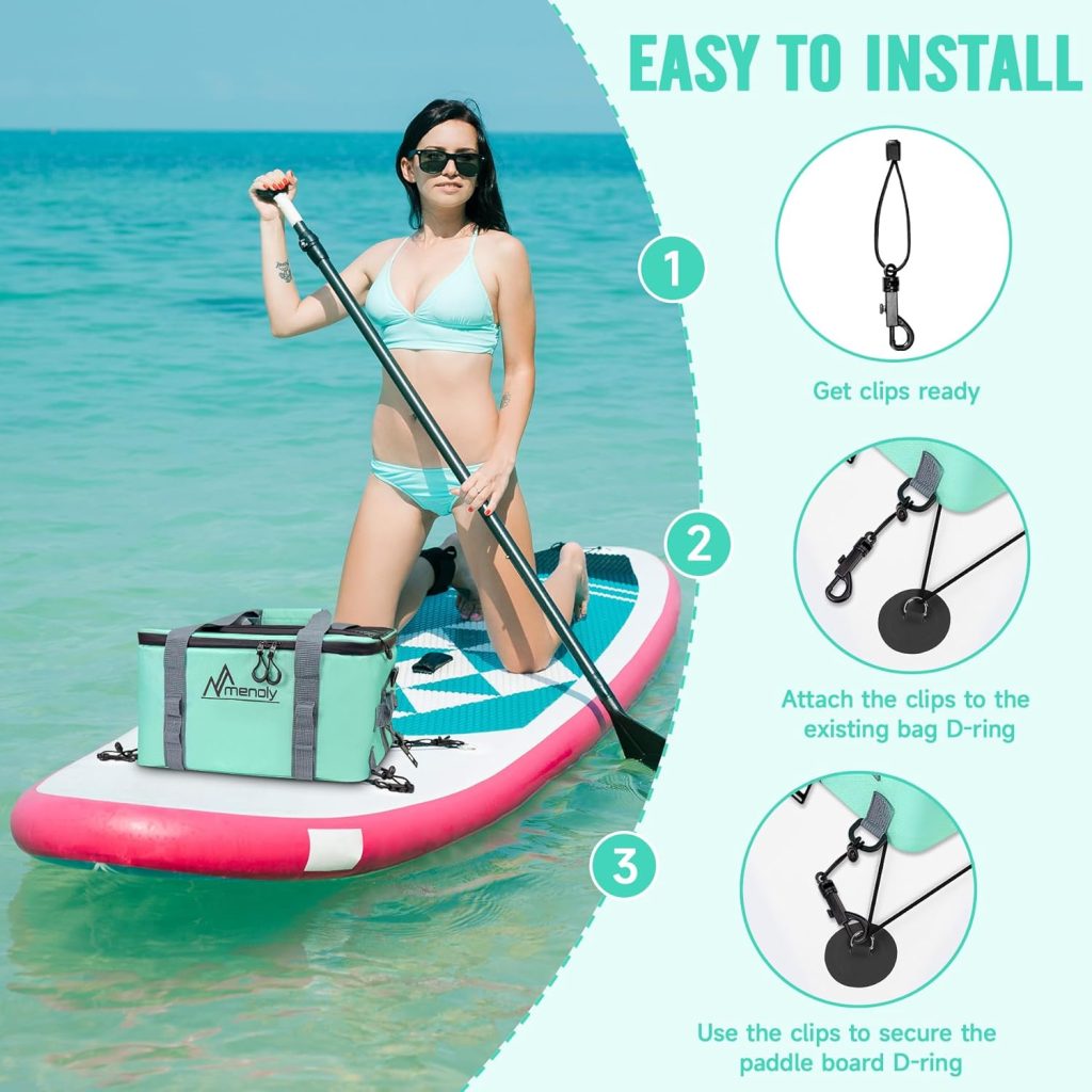 MENOLY Paddle Board Accessories Cooler, 25L Sup Kayak Deck Cooler Bag Fit Cans with Bottle Opener, Adjustable Strap for Paddleboarding, Kayaking, Camping MENOLY Paddle Board Accessories Cooler, 25L Sup Kayak Deck Cooler Bag Fit Cans with Bottle Opener, Adjustable Strap for Paddleboarding, Kayaking, Camping