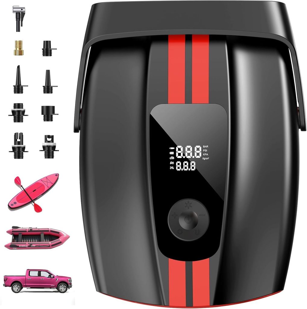 ZFOX 50PSI Paddle Board Pump, Portable Electric SUP Pump with Auto-Shutoff Cooling Fan – Smart Inflation for Paddle Board, Nozzles, HD LCD Display, 12V DC (Red-M) ZFOX 50PSI Paddle Board Pump, Portable Electric SUP Pump with Auto-Shutoff Cooling Fan – Smart Inflation for Paddle Board, Nozzles, HD LCD Display, 12V DC (Red-M)