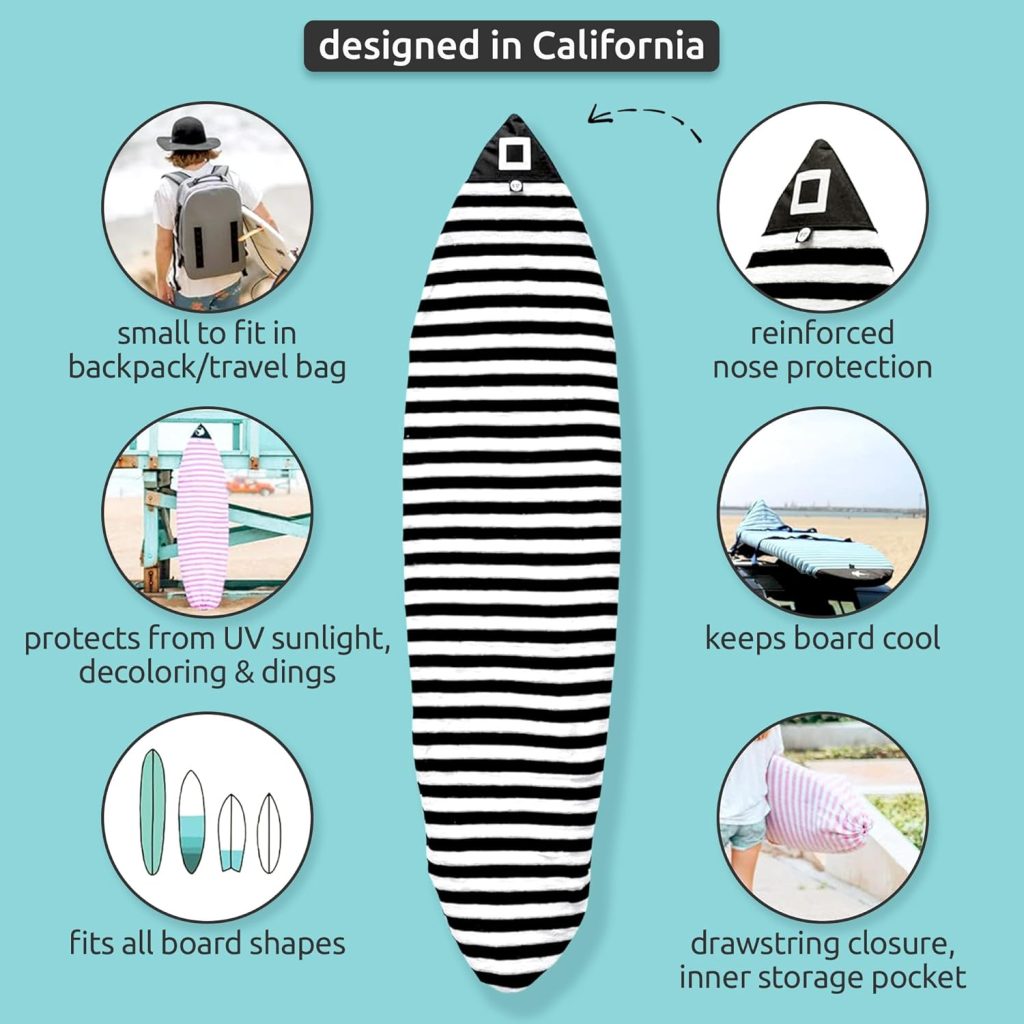 Surf Squared Surfboard Sock Cover and Paddleboard Cover - Lightweight Stretch Protective Surfboard Bag - Surfing Accessories - Shortboard, Longboard, Hybrid, Wakesurf, Standup Paddleboard SUP Surf Squared Surfboard Sock Cover and Paddleboard Cover - Lightweight Stretch Protective Surfboard Bag - Surfing Accessories - Shortboard, Longboard, Hybrid, Wakesurf, Standup Paddleboard SUP