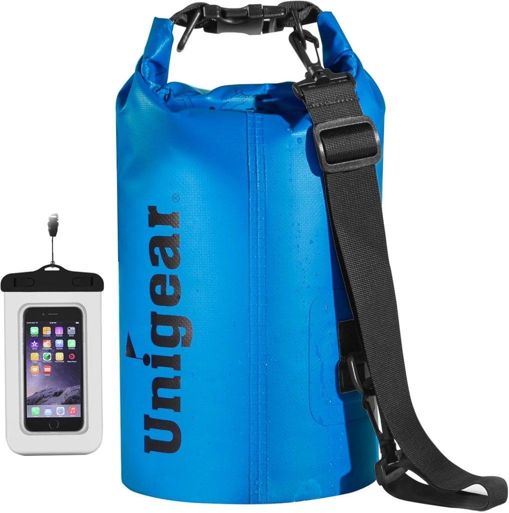 Unigear Dry Bag Waterproof, 2L/5L/10L/20L/30L/40L Floating and Lightweight Bags for Kayaking, Boating, Fishing, Swimming and Camping with Waterproof Phone Case Unigear Dry Bag Waterproof, 2L/5L/10L/20L/30L/40L Floating and Lightweight Bags for Kayaking, Boating, Fishing, Swimming and Camping with Waterproof Phone Case