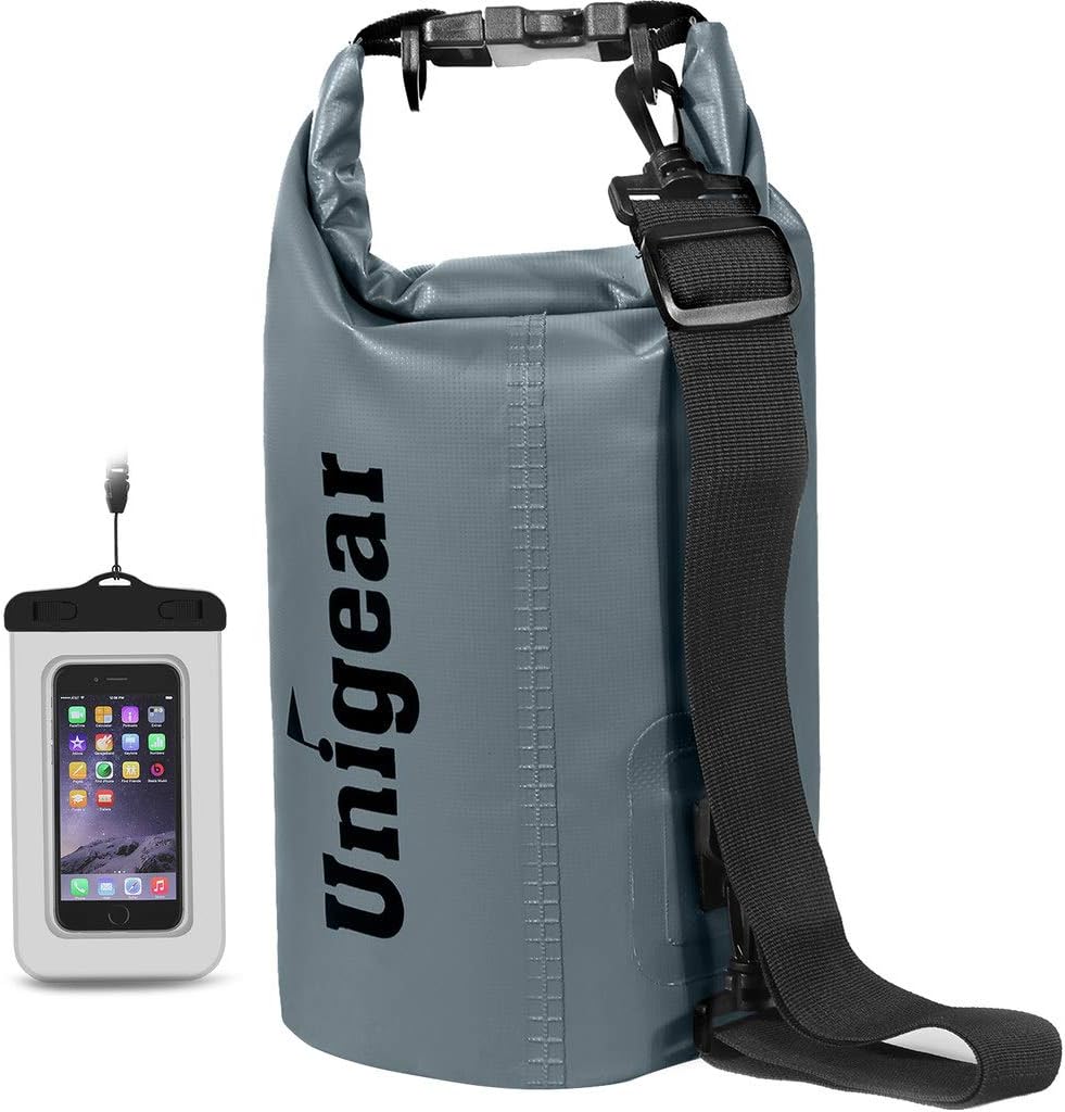 Unigear Dry Bag Waterproof, 2L/5L/10L/20L/30L/40L Floating and Lightweight Bags for Kayaking, Boating, Fishing, Swimming and Camping with Waterproof Phone Case Unigear Dry Bag Waterproof, 2L/5L/10L/20L/30L/40L Floating and Lightweight Bags for Kayaking, Boating, Fishing, Swimming and Camping with Waterproof Phone Case