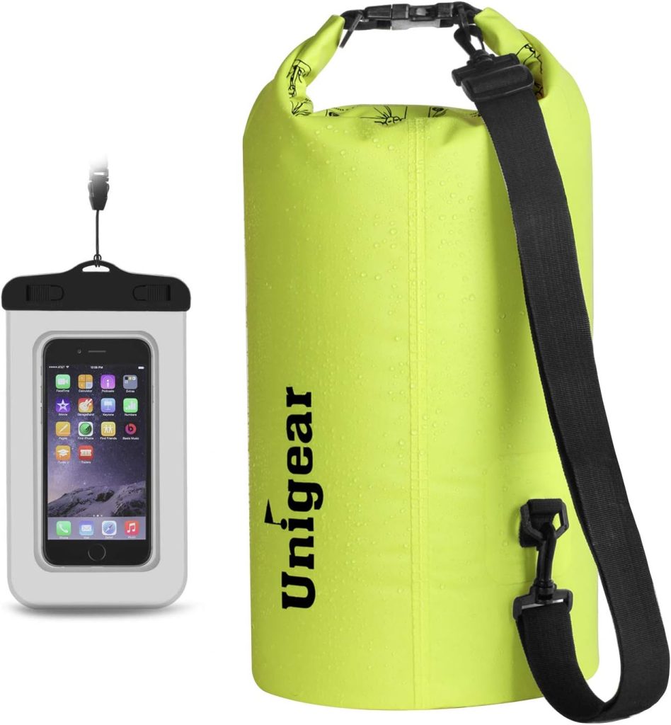 Unigear Dry Bag Waterproof, 2L/5L/10L/20L/30L/40L Floating and Lightweight Bags for Kayaking, Boating, Fishing, Swimming and Camping with Waterproof Phone Case Unigear Dry Bag Waterproof, 2L/5L/10L/20L/30L/40L Floating and Lightweight Bags for Kayaking, Boating, Fishing, Swimming and Camping with Waterproof Phone Case