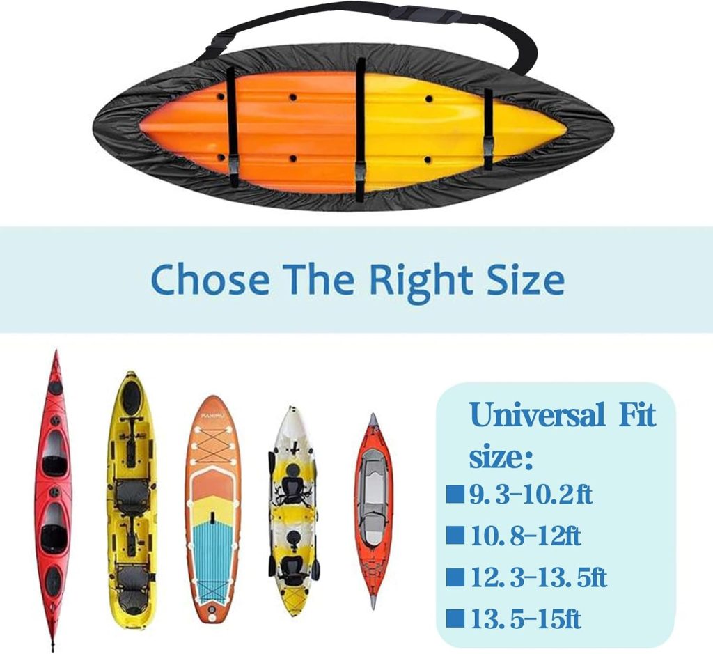 420D Kayak Covers Waterproof UV Resistant Kayaks Cover for Outdoor Storage, SUP Paddle Boards Canoe Cover Accessories (M (For 10.8-12ft kayak)) 420D Kayak Covers Waterproof UV Resistant Kayaks Cover for Outdoor Storage, SUP Paddle Boards Canoe Cover Accessories (M (For 10.8-12ft kayak))