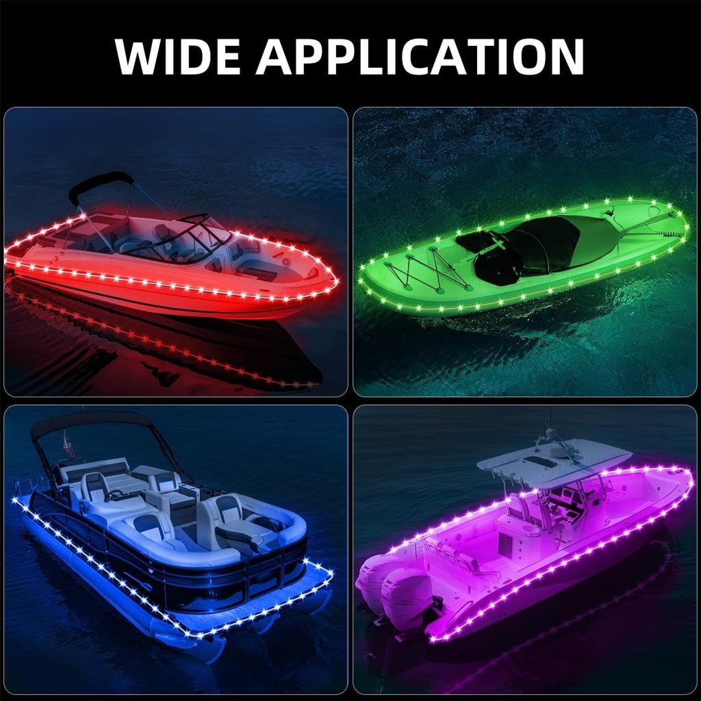Kayak Paddle Board Lights Kit, IP68 Waterproof Dream Color SUP Glow Lights with Remote, Battery Powered Boat Light for Night Kayaking SUP Canoes, Marine Pontoon Boat Light (24FT) Kayak Paddle Board Lights Kit, IP68 Waterproof Dream Color SUP Glow Lights with Remote, Battery Powered Boat Light for Night Kayaking SUP Canoes, Marine Pontoon Boat Light (24FT)