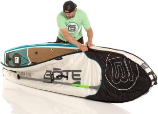 BOTE Brand SUP Board Zip Up Coffin Travel Storage Bag with Shoulder Carry Strap fitted Gatorshell Epoxy Compatible Stand Up