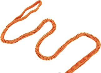 Kayak Paddle Leash, 3-7 ft Stretchable Strap Lanyard for SUP, Canoeing, Fishing Accessories - Secure Bungee Rod Holder Tether