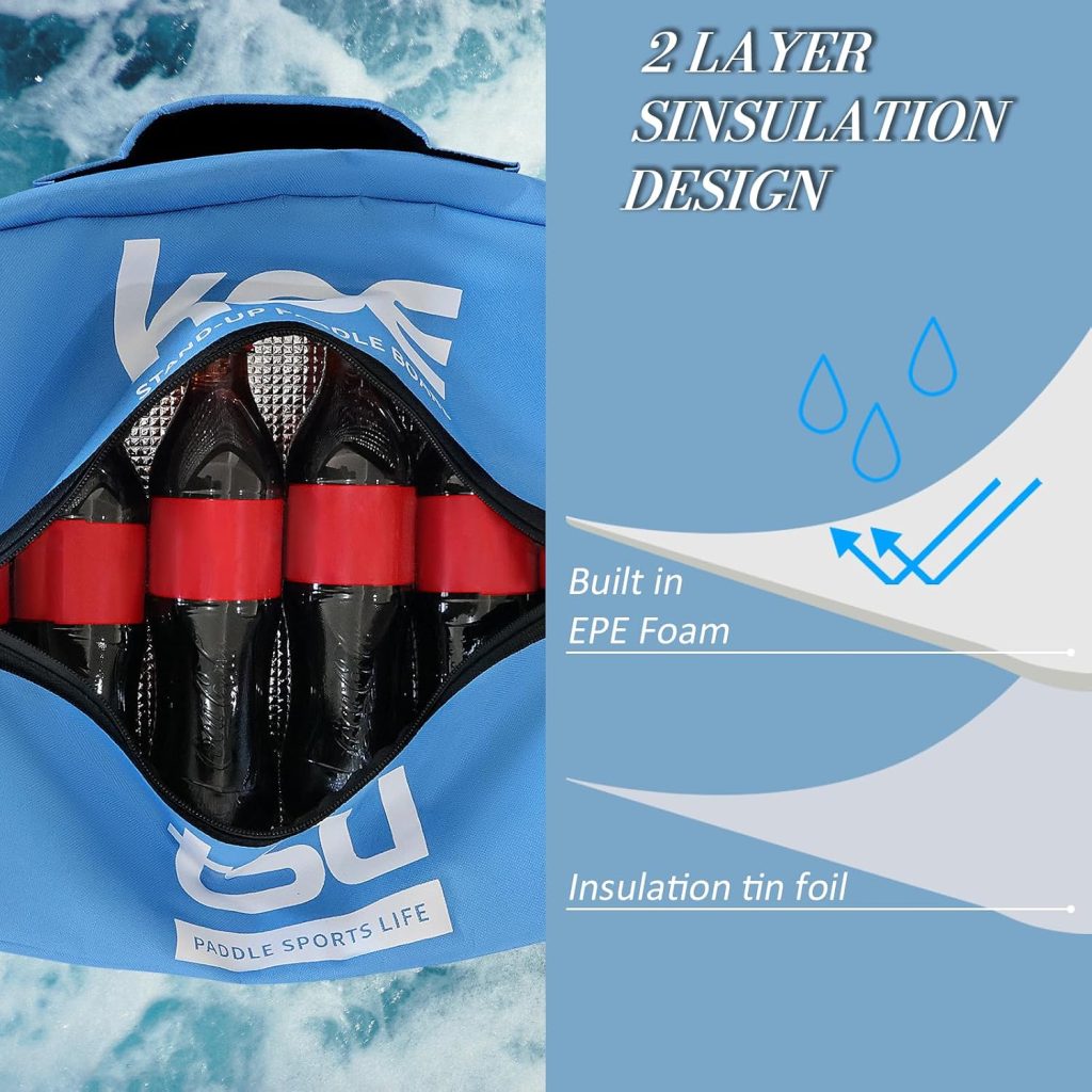KOETSU Oxford SUP Cooler Bag - Insulated Paddle Board Storage Bag for Drinks/Snacks/Gear, Compact Lightweight, Leak-Proof Zipper, 360° Adjustable Straps for Paddleboarding/Kayaking/Beach review | SUP Board Accessories KOETSU Oxford SUP Cooler Bag - Insulated Paddle Board Storage Bag for Drinks/Snacks/Gear, Compact Lightweight, Leak-Proof