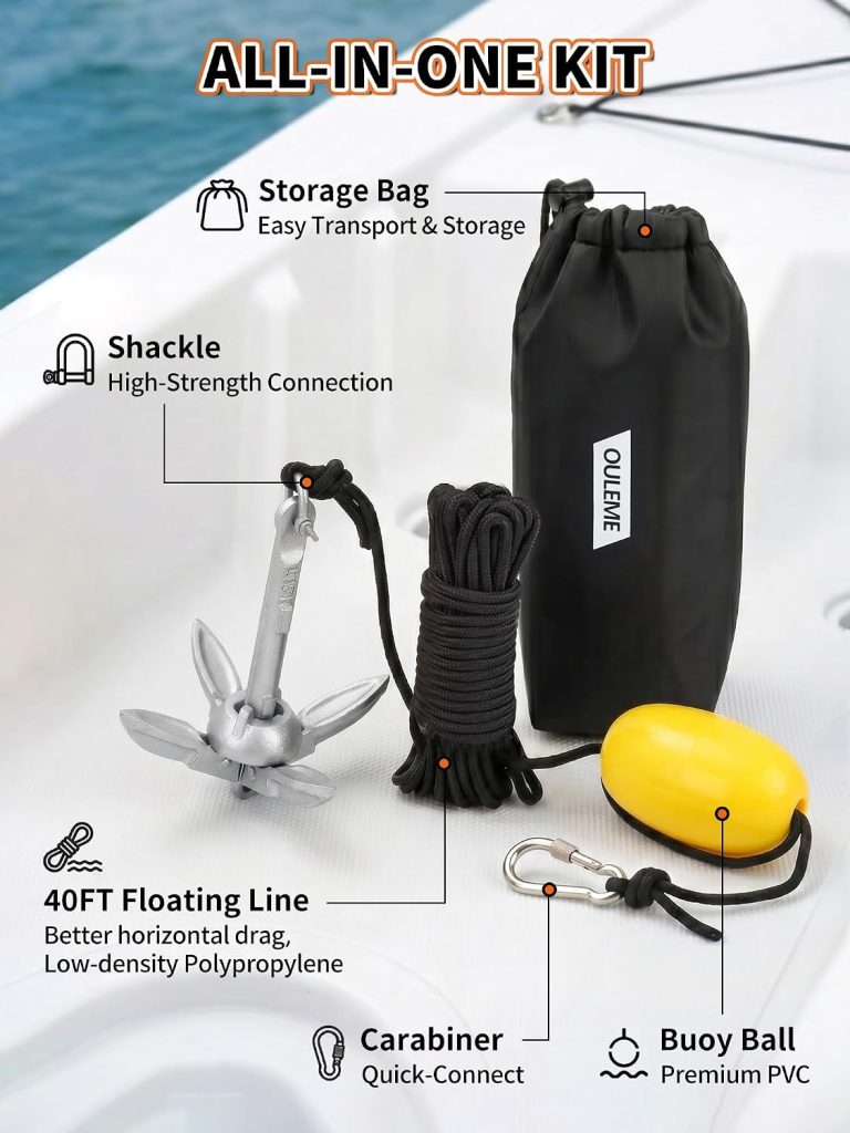 OULEME 1.5/3.5 LB Folding Grapnel Anchor Kit with 40 FT Rope & Buoy, for Boat, Kayak, Canoe, Small Watercraft, SUP, PWC, Jet Ski, Inflatable Paddle Board review | SUP Board Accessories OULEME 1.5/3.5 LB Folding Grapnel Anchor Kit with FT Rope & Buoy, for Boat, Kayak, Canoe, Small Watercraft, SUP, PWC, Jet