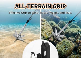 OULEME 1.5/3.5 LB Folding Grapnel Anchor Kit with FT Rope & Buoy, for Boat, Kayak, Canoe, Small Watercraft, SUP, PWC, Jet