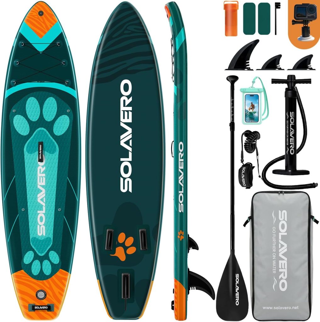SOLAVERO 10'6"/11’×33” Inflatable Stand Up Paddle review | SUP Board Accessories SOLAVERO 10'6"/11’×33” Inflatable Stand Up Paddle Board Supports/500LB