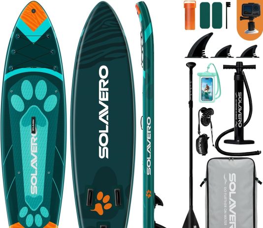 SOLAVERO 10’6″/11’×33” Inflatable Stand Up Paddle review SOLAVERO 10'6"/11’×33” Inflatable Stand Up Paddle Board Supports/500LB
